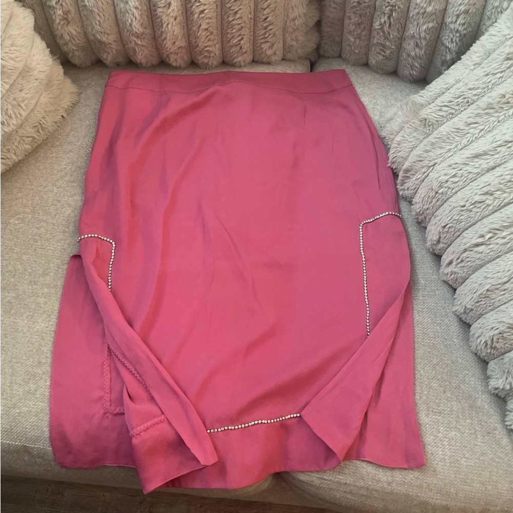 NWO Red Valentio 💕 Pink Swarovski rhinestone All Silk Skirt Size - 46 Med🌸